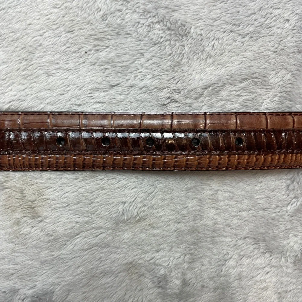 Stacy Adams Mens Croc-Embossed Belt Size 46 Brown Leather Dress Formal 6-027